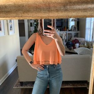 Neon orange V neck tank